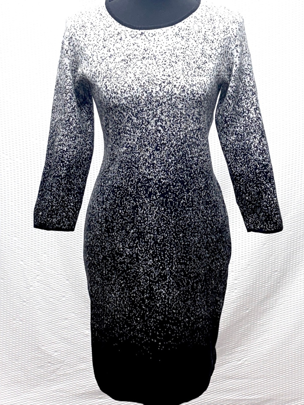 Vince Camuto Jacquard Sheath Dress Women’s M Black White Cotton Ombre